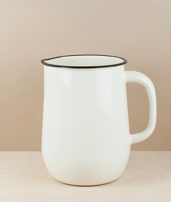 Ukrainian Enamel Water Jug, Cream