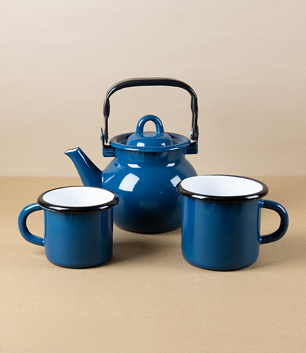 Ukrainian Enamel Kettle, 0.7 litres, Blue