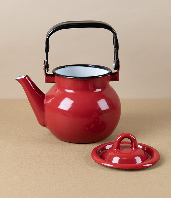 Ukrainian Enamel Kettle, 0.7 litres, Red