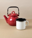 Ukrainian Enamel Kettle, 0.7 litres, Red