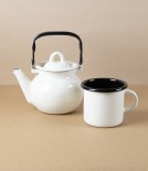 Ukrainian Enamel Kettle, 0.7 litres, Cream