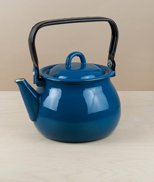 Ukrainian Enamel Kettle, 2.5 litres, Blue