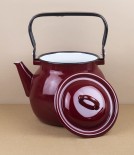 Ukrainian enamel kettle, 3.5 litres, burgundy