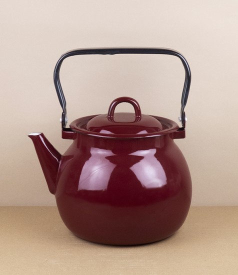 Ukrainian enamel kettle, 3.5 litres, burgundy
