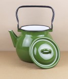 Ukrainian enamel kettle, 3.5 litres, grass green