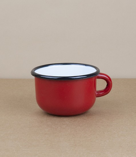 Ukrainian enamel low mug, 0.25l, red