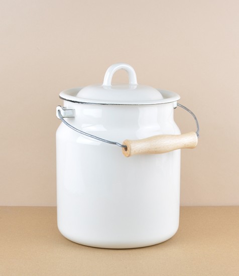 Ukrainian enamel milk can, cream
