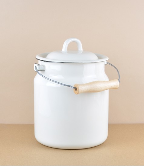Ukrainian Enamel Milk Can, Cream