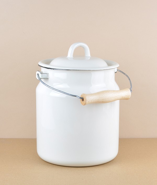 Ukrainian enamel milk can, cream