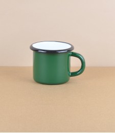 Ukrainian Enamel Small Mug, 0.25l, Green