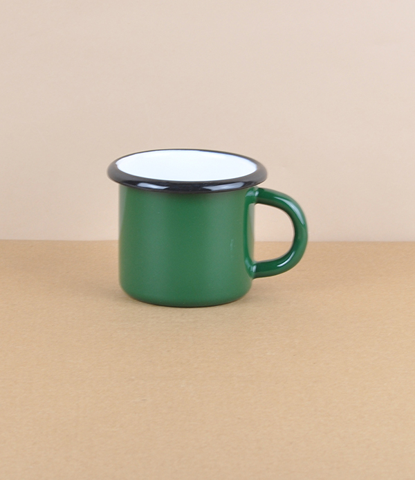 Ukrainian Enamel Small Mug, 0.25l, Green