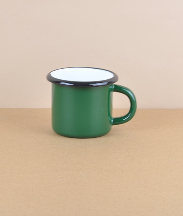 Ukrainian Enamel Small Mug, 0.25l, Green