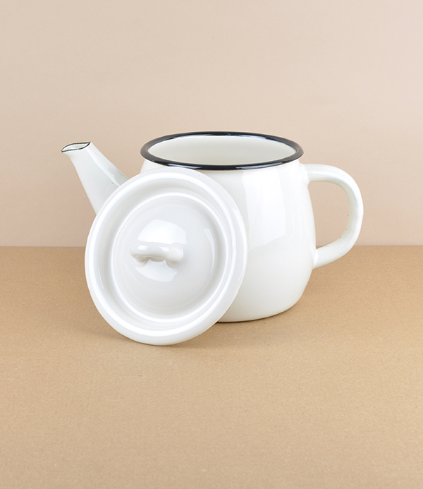 Ukrainian Enamel Teapot, Cream