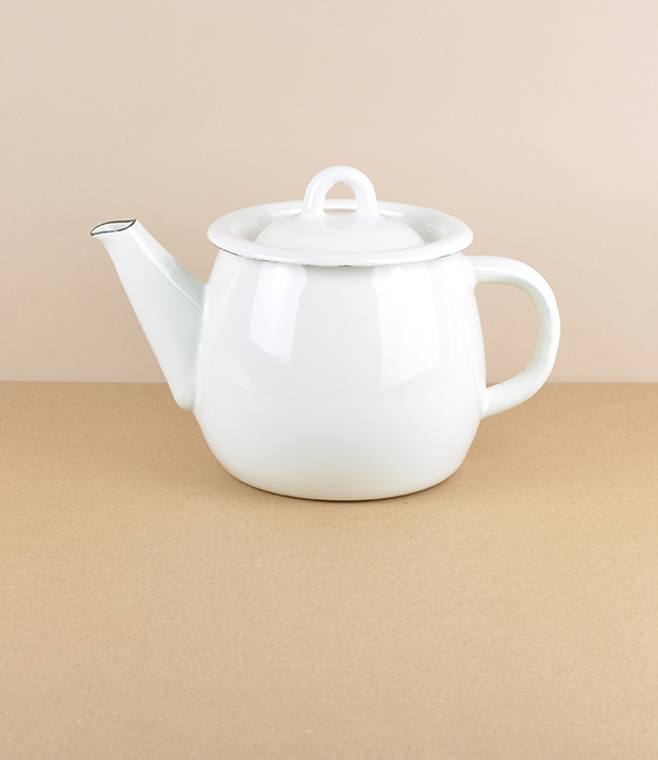 Ukrainian Enamel Teapot, Cream