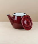 Ukrainian Enamel Teapot, Dark Red