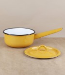 Ukrainian enamel lidded saucepan – yellow