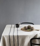 Finnish Linen Table Cloth Natural, Grey Stripe