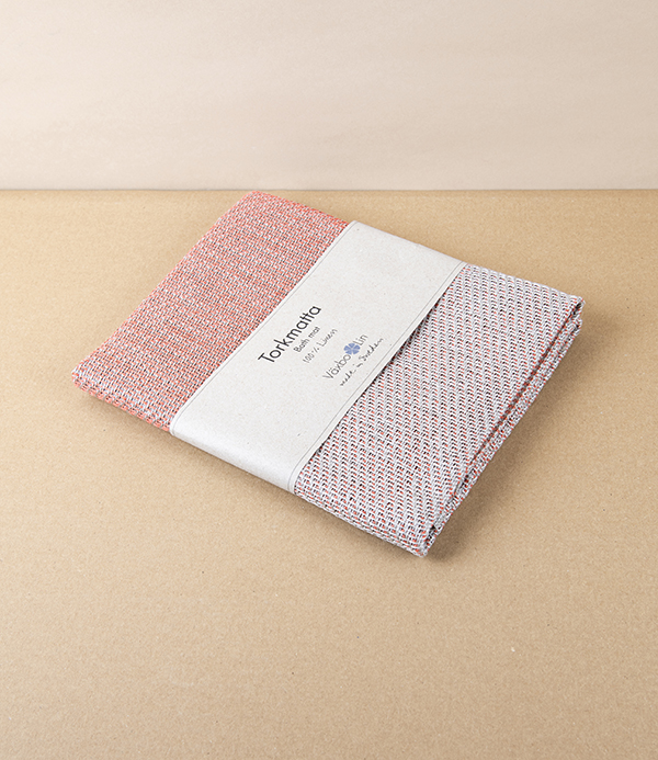 Swedish Linen Bath Mat, Brick Red, Växbo Lin