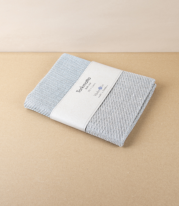 Swedish Linen Bath Mat, Light Blue, Växbo Lin