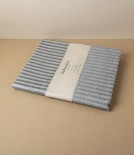 Swedish Linen Jacquard Stripe Bath Towel, Black, Växbo Lin