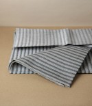 Swedish Linen Jacquard Stripe Bath Towel, Black, Växbo Lin