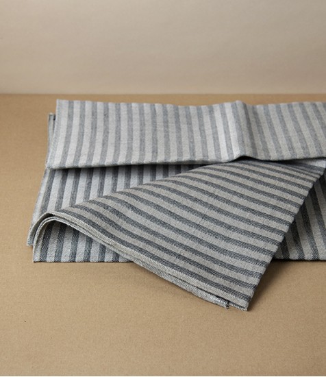 Swedish Linen Jacquard Stripe Bath Towel, Black, Växbo Lin