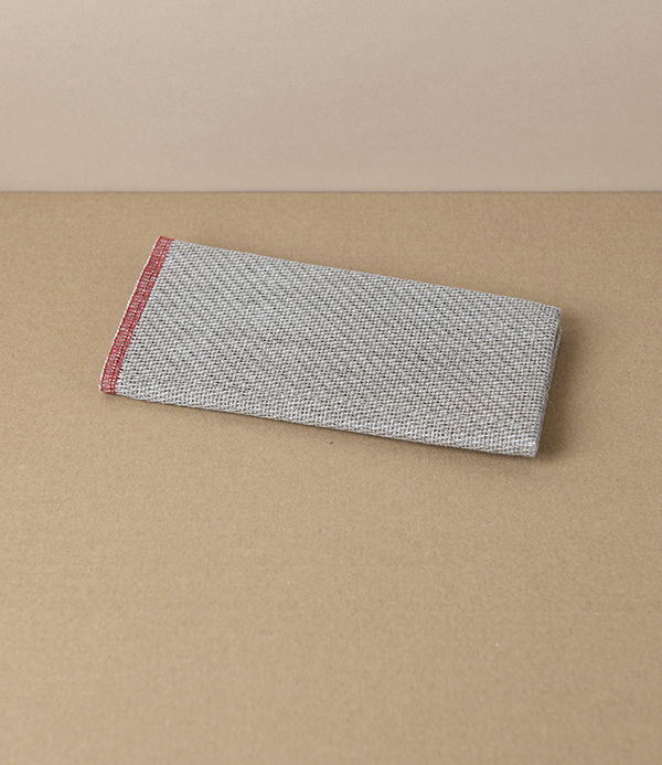 Swedish Linen Dish Cloth, Natural with Red Hem, Växbo Lin