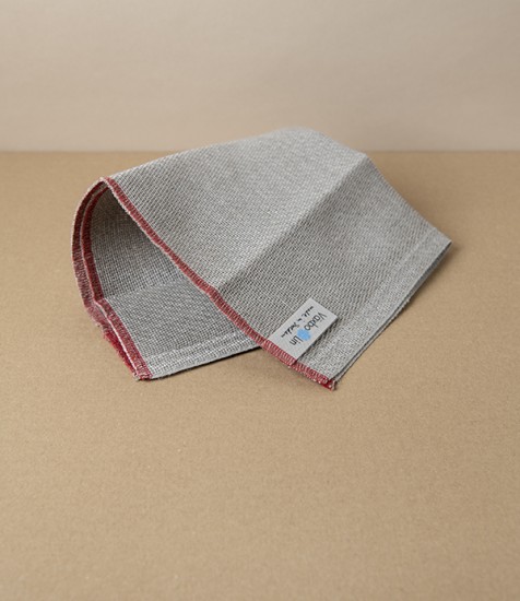 Swedish Linen Dish Cloth, Natural with Red Hem, Växbo Lin