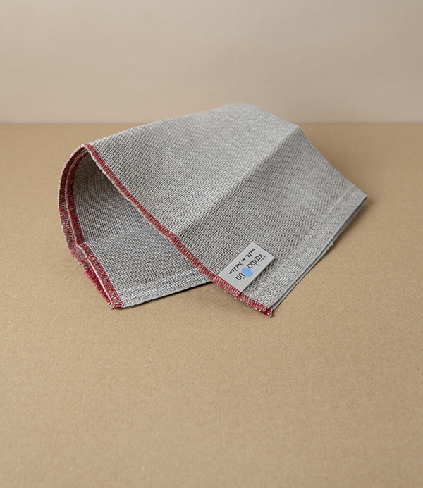 Swedish Linen Dish Cloth, Natural with Red Hem, Växbo Lin