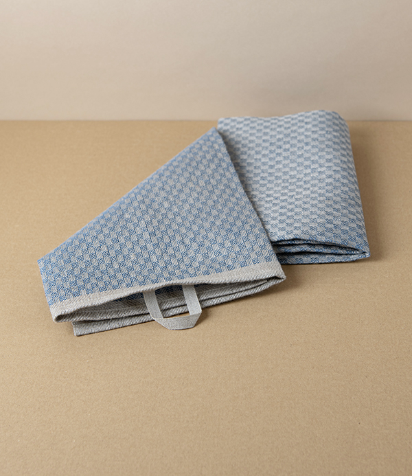 Swedish Linen Jacquard Check Hand Towel, Blue, Växbo Lin