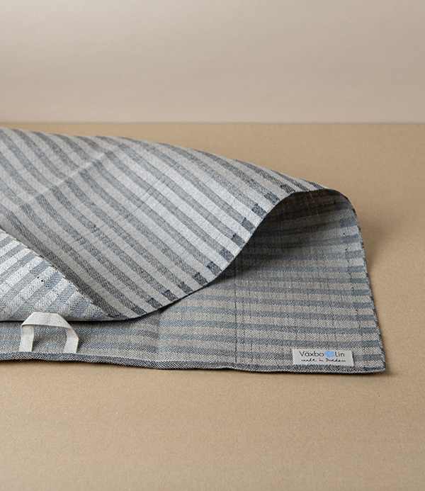 Swedish Linen Jacquard Stripe Towel, Black, Växbo Lin