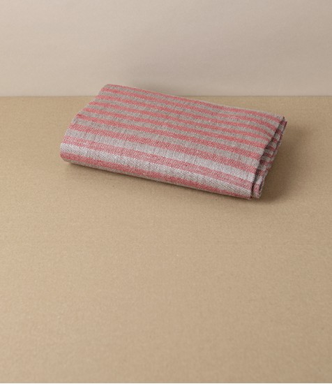 Swedish Linen Jacquard Stripe Towel, Red, Växbo Lin