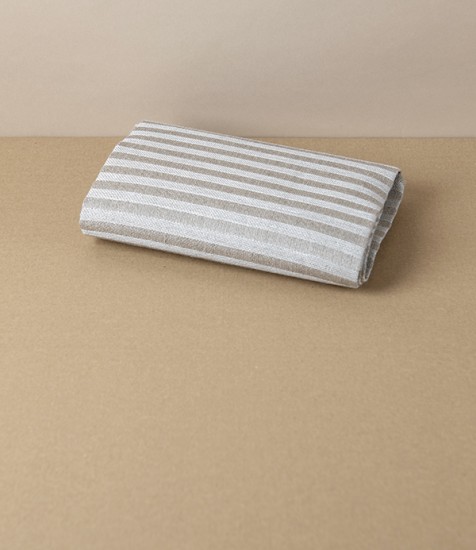 Swedish Linen Jacquard Stripe Towel, White, Växbo Lin