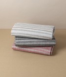 Swedish Linen Jacquard Stripe Towel, Black, Växbo Lin