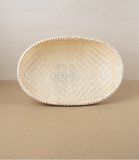 Vietnamese Woven Bamboo Colander, Oval