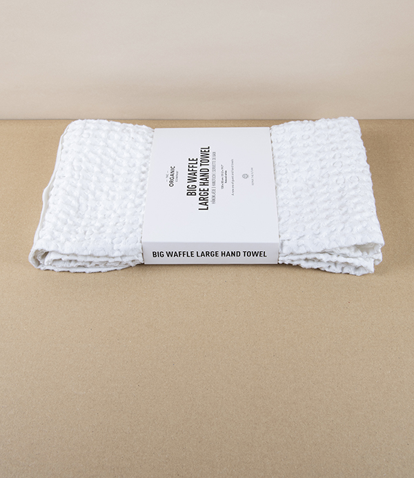 Waffle Weave Organic Cotton Large Hand Towel, Natural White