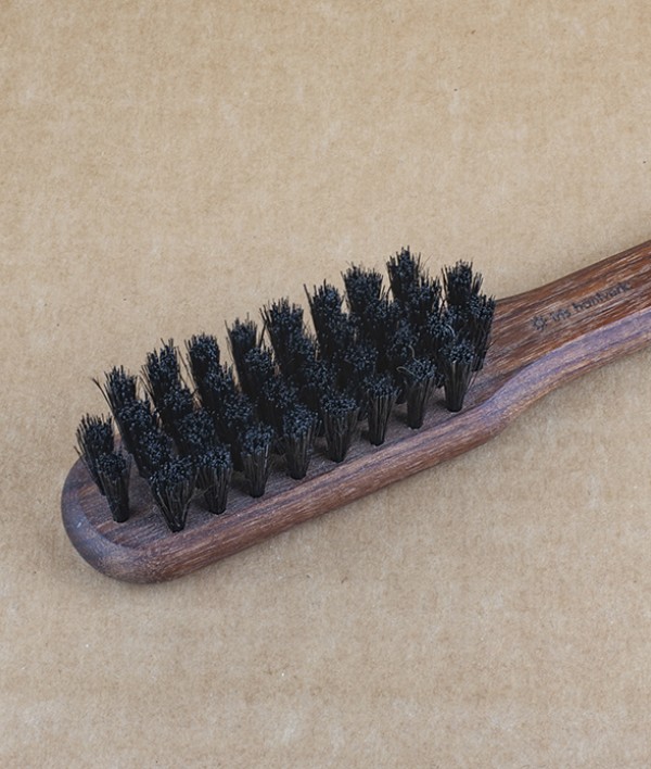 Oiled walnut hand stitched beard brush
