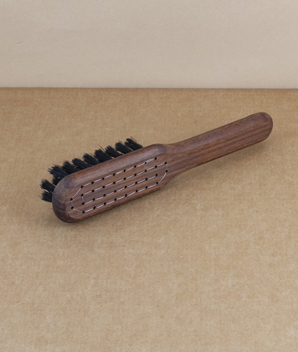 Oiled walnut hand stitched beard brush