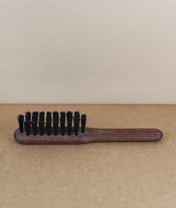 Oiled walnut hand stitched beard brush