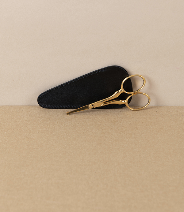 WaSa Solingen Gold-Plated Nasal Scissors with Leather Pouch