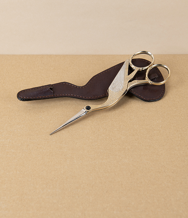 WaSa Solingen Stork Embroidery Scissors with Leather Holder, 6.5”