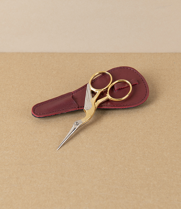 WaSa Solingen Stork Embroidery Scissors with Leather Holder, 3.5”