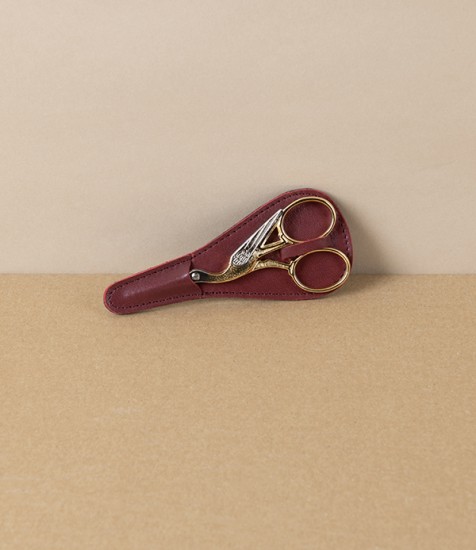 WaSa Solingen Stork Embroidery Scissors with Leather Holder, 3.5”