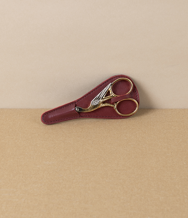 WaSa Solingen Stork Embroidery Scissors with Leather Holder, 3.5”