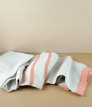 Finnish Linen Table Cloth Natural, Papaya Stripe