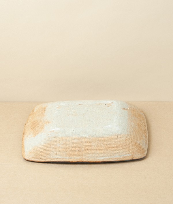 Jack Welbourne Square Plate, Half Glaze, Ash Stripe