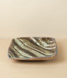 Jack Welbourne Square Plate, Half Glaze, Ash Stripe
