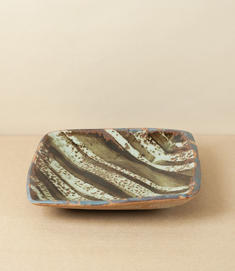 Jack Welbourne Square Plate, Half Glaze, Ash Stripe