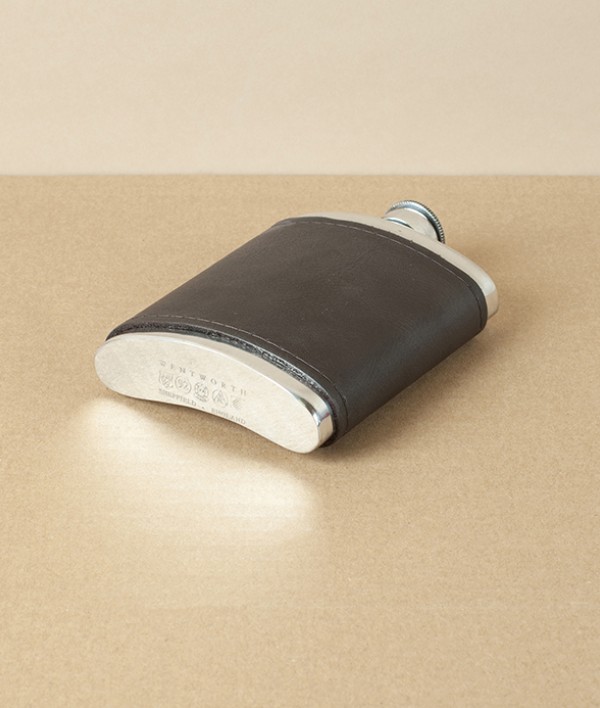 A R Wentworth Bourneville Leather and Pewter Flask, 6oz