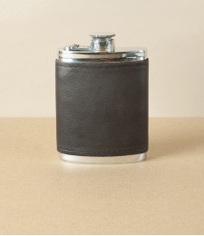 A R Wentworth Bourneville Leather and Pewter Flask, 6oz